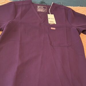 Figs Catarina One Pocket Purple Jam Scrub Top NWT